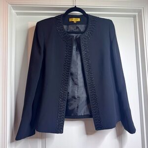 Kasper Women’s Black Blazer Suit Jacket with Beading for Evening or Formal Event